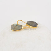 Coffin Earrings, Labradorite 9x15mm Sterling Silver Gemstone Earrings, Labradorite Gold Plated Coffin Earrings, Handmade Earrings For Women